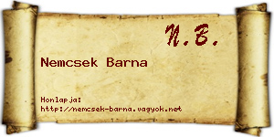 Nemcsek Barna névjegykártya